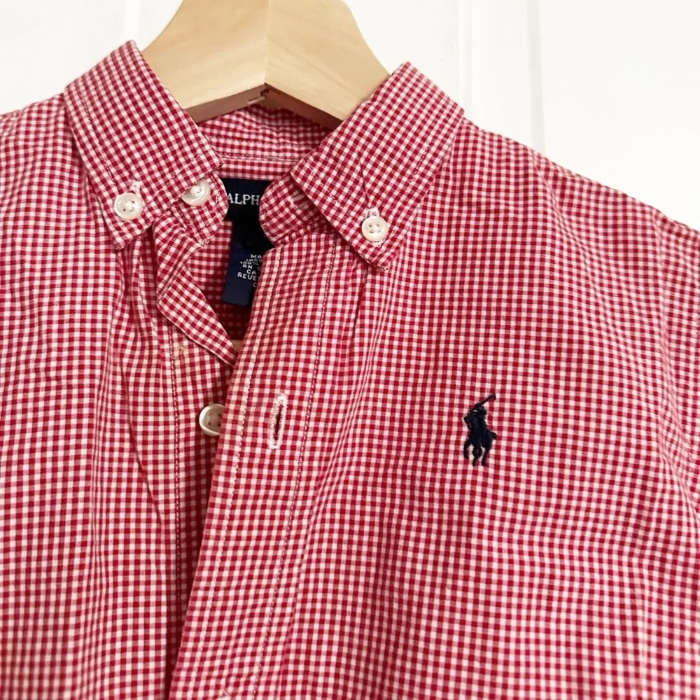 Ralph Lauren Red Gingham Plaid Button Down Shirt Sz 4T